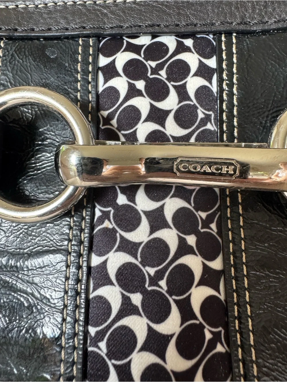 Coach Hamptons Signature Multi Print Logo Stripe Carryall Satchel F13073